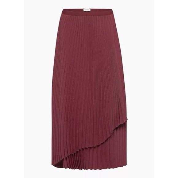 Aritzia Dresses & Skirts - Aritzia Babaton Ladder Skirt Spiced Burgundy Pleated Midi / Maxi Size M NWT
